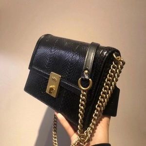 NEW coach Hutton snakeskin crossbody in black
